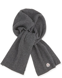 Moncler Cashmere Ribbed Scarf Charcoal