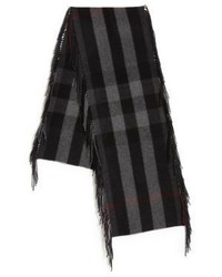 Burberry Fringed Grey Cashmere Scarf