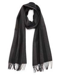 Nordstrom Twill Cashmere Wool Fringe Scarf In Grey Frost Zig Zag At
