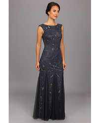 Adrianna Papell Cap Sleeve Beaded Gown