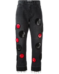 MSGM Sequin Patch Cropped Jeans