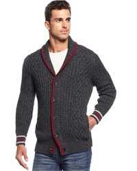 Club Room Placed Cable Knit Shawl Collar Cardigan