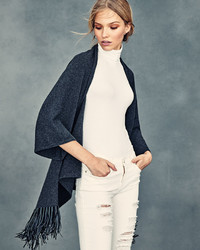 Neiman Marcus Cashmere Collection Cashmere Shawl With Suede Fringe Hem