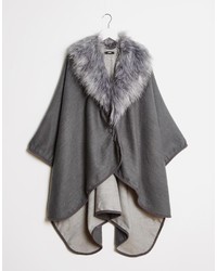 Oasis Reversible Cape With Faux Fur Collar