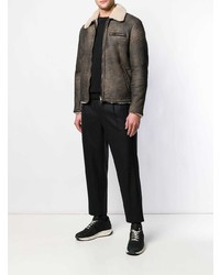Salvatore Santoro Shearling Collar Leather Jacket
