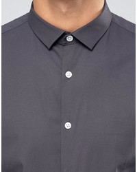Asos Slim Shirt With Stretch In Charcoal