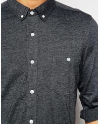 Asos Brand Jersey Shirt In Charcoal In Regular Fit