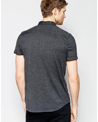 Asos Brand Jersey Shirt In Charcoal With Short Sleeves In Regular Fit