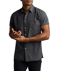 Rowan Houston Short Sleeve Poplin Button Up Shirt In Faded Black At Nordstrom