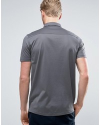 Hugo Boss Hugo By Daltos Shirt Short Sleeve Mercerised Jersey Slim Fit In Gray