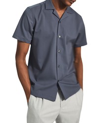 Reiss Lang Stretch Short Sleeve Button Up Camp Shirt