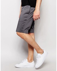 Asos Brand Skinny Mid Length Tailored Shorts In Gray