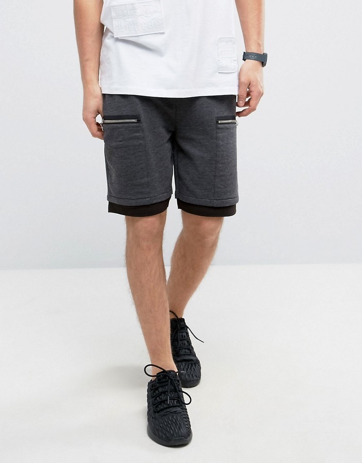 Asos Jersey Shorts With Zip Pockets 