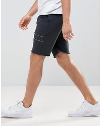 Asos Skinny Jersey Shorts With Gold Zips In Gray