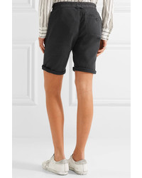 James Perse Stretch Cotton And Modal Blend Twill Shorts Charcoal