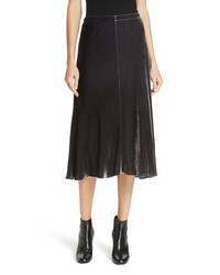 Charcoal Silk A-Line Skirt