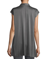 Eileen Fisher Cap Sleeve Stretch Silk Charmeuse Top