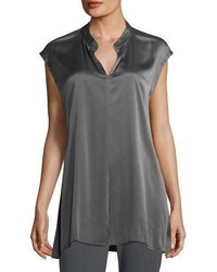 Eileen Fisher Cap Sleeve Stretch Silk Charmeuse Top
