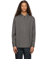 Lemaire Grey Silk Tie Neck Shirt