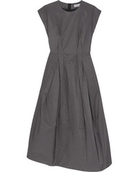 Charcoal Silk Midi Dress