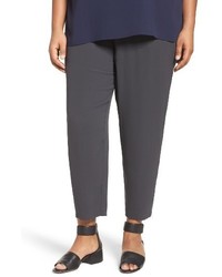 Eileen Fisher Plus Size Silk Georgette Crepe Ankle Pants
