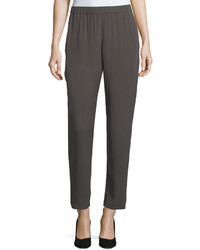 Eileen Fisher Slouchy Silk Georgette Ankle Pants Plus Size