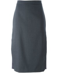Charcoal Silk Pencil Skirt