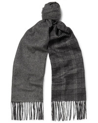 Dunhill Fringed Patterned Mulberry Silk And Cashmere Blend Scarf