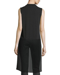 Eileen Fisher Sleeveless Mock Neck Stretch Silk Jersey Tunic Plus Size
