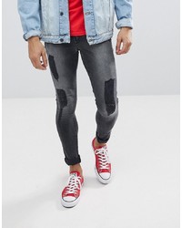 ASOS DESIGN Asos Extreme Super Skinny Jeans In Washed Black With Rips