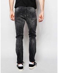 Pull&Bear Biker Skinny Jeans In Gray
