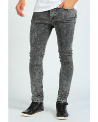 Boohoo Acid Wash Charcoal Super Skinny Fit Jeans