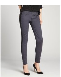 Romeo & Juliet Couture Charcoal Tuxedo Leather Stripe Jeans