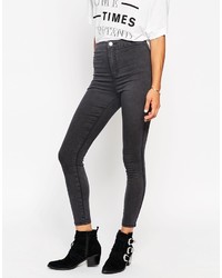 Asos Collection Rivington High Waist Denim Jeggings In Nile Wash Charcoal