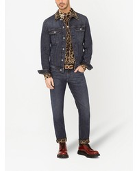 Dolce & Gabbana Leopard Trim Slim Fit Jeans