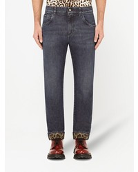 Dolce & Gabbana Leopard Trim Slim Fit Jeans