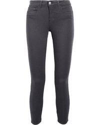 L'Agence Margot Cropped High Rise Skinny Jeans Gray