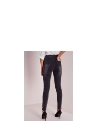 Missguided Tall Highwaisted Super Stretch Skinny Jeans Charcoal Grey