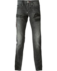 Philipp Plein Slim Fit Patchwork Jeans