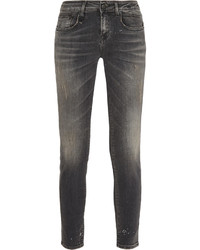 R 13 R13 Alison Distressed Low Rise Skinny Jeans Charcoal
