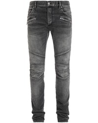 Balmain Seam Detail Zip Slim Leg Jeans