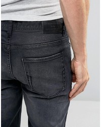 Selected Skinny Fit Stretch Jeans In Washed Black Denim