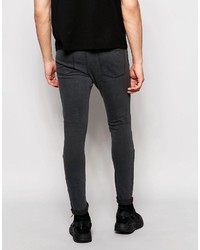 Pull&Bear Super Skinny Jeans In Gray With Knee Detail