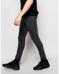 Pull&Bear Super Skinny Jeans In Gray With Knee Detail