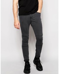 Pull&Bear Super Skinny Jeans In Gray With Knee Detail
