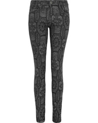 Current/Elliott The Ankle Skinny Printed Low Rise Jeans
