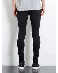 Topman Charcoal Coated Super Spray On Jeans