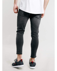 Topman Grey Cropped Stretch Skinny Jeans