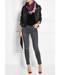 Paige Verdugo Distressed Mid Rise Skinny Jeans