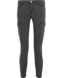 J Brand Houlihan Cropped Stretch Cotton Twill Skinny Pants Anthracite